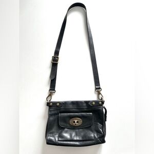 Fossil Black Leather Crossbody Bag in Black
